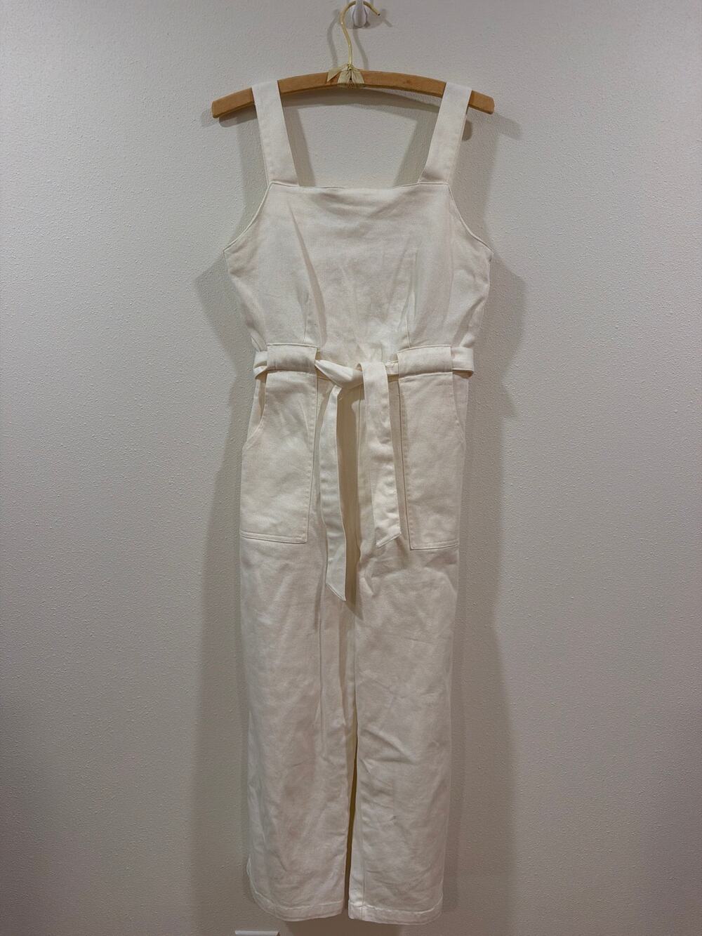 Copper Key Cream Wide-Leg Tie-Waist Jumpsuit